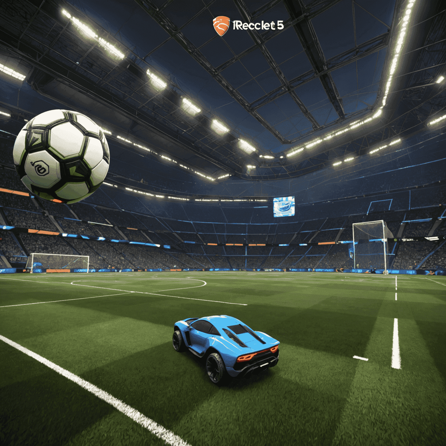 Скріншот гри Rocket League, де машини грають у футбол на арені